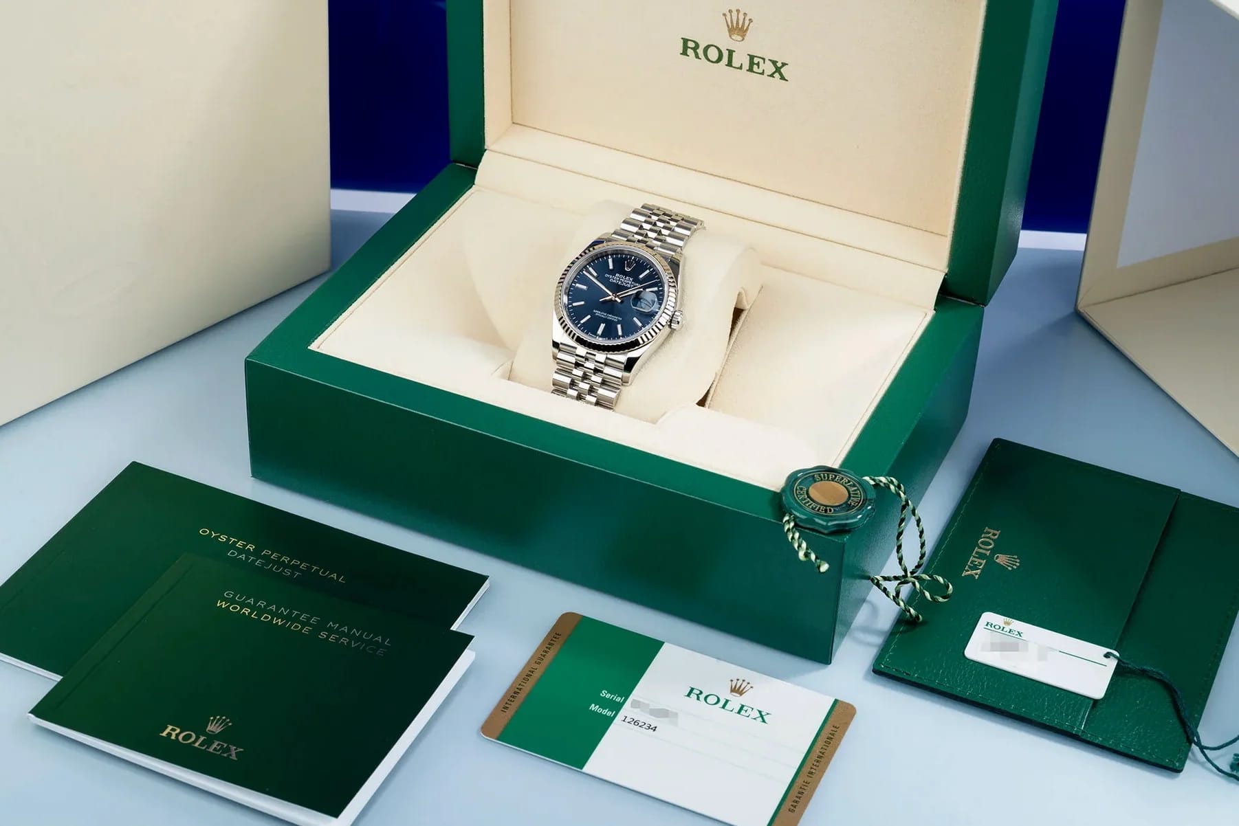 Rolex-Präsentationsbox und Dokumente