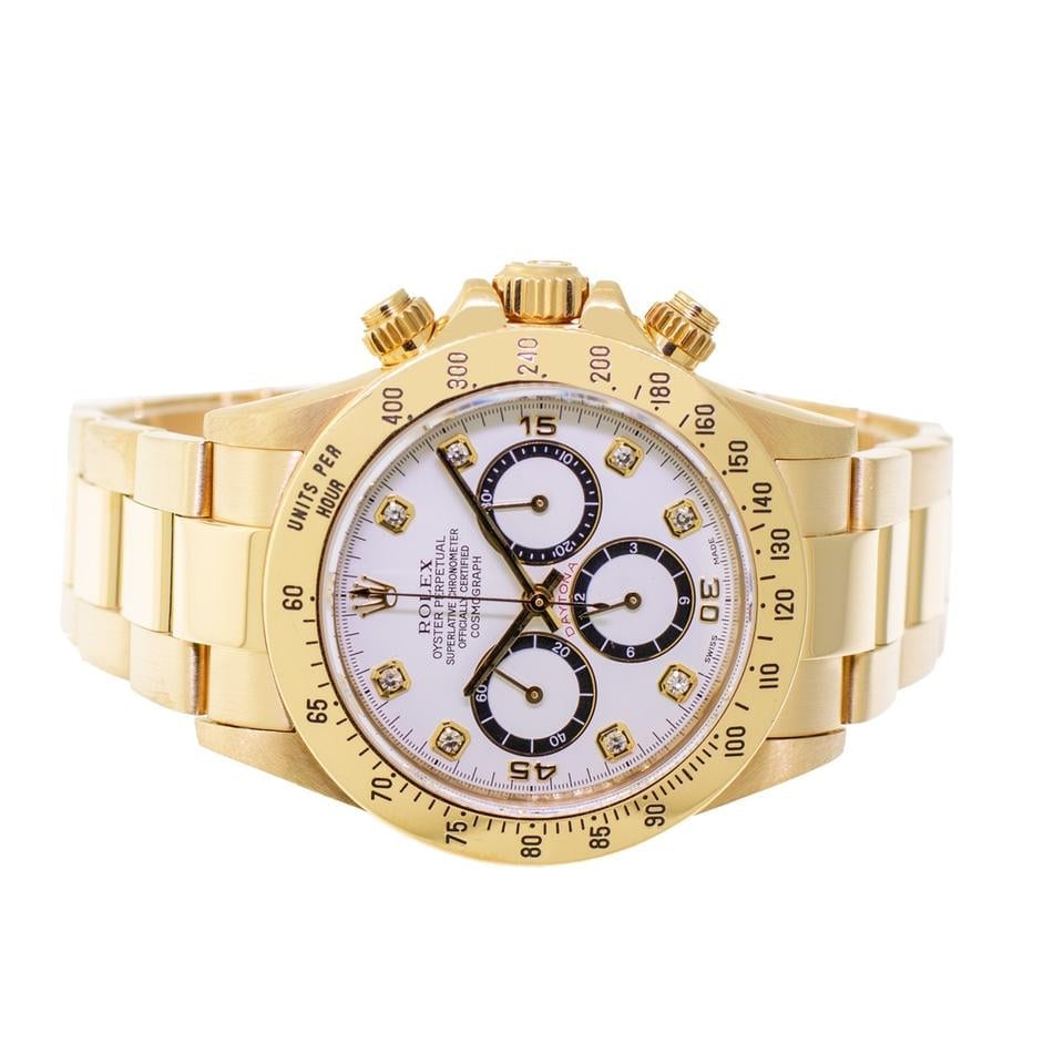 Rolex Daytona 40mm 18K Yellow Gold White Factory Diamond Dial Bezel Zenith Movement, 16528 — 2 of 10