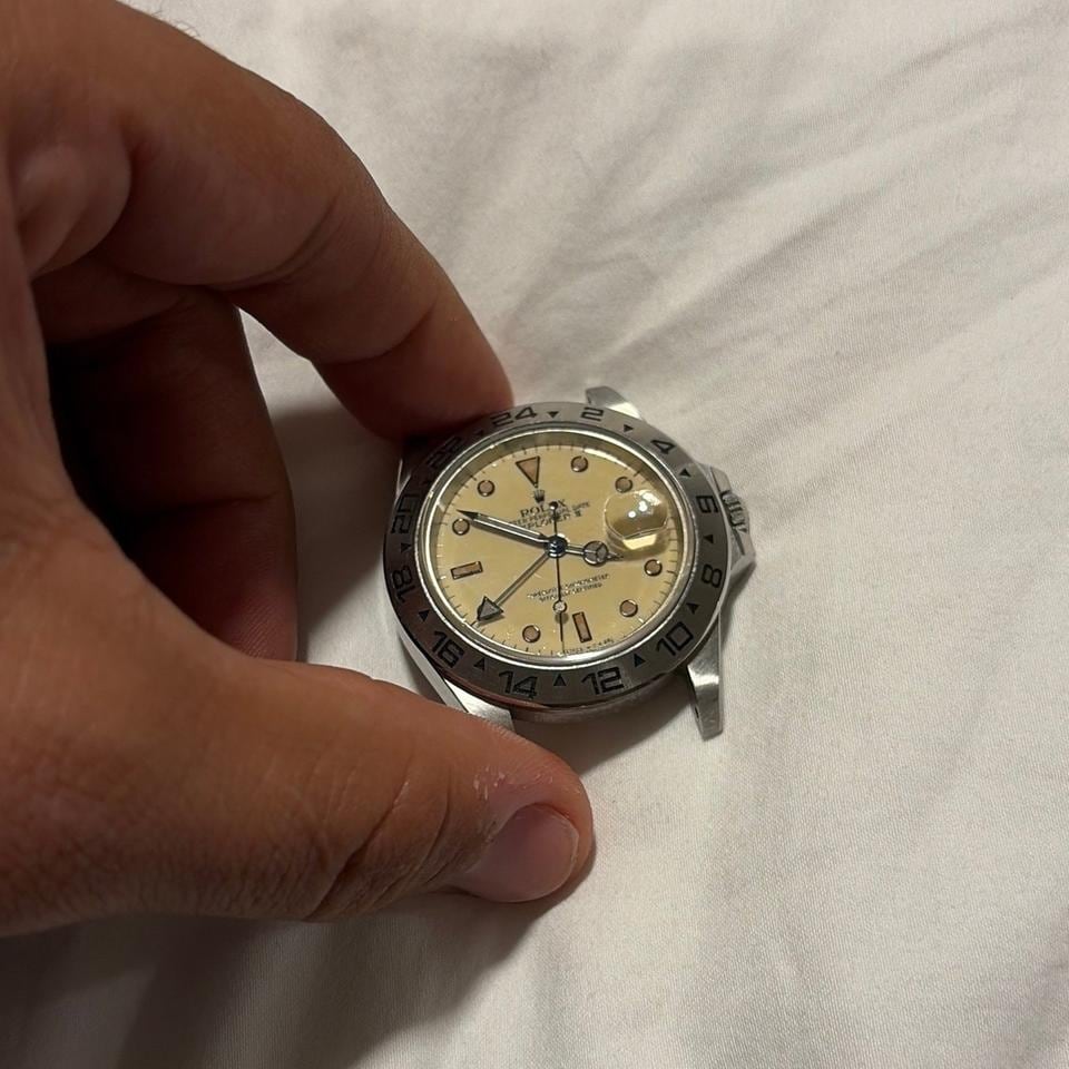 Rolex Explorer II Cream Panna Tropical Dial Chocolate Patina Hands Markers, 16550 — 2 of 14