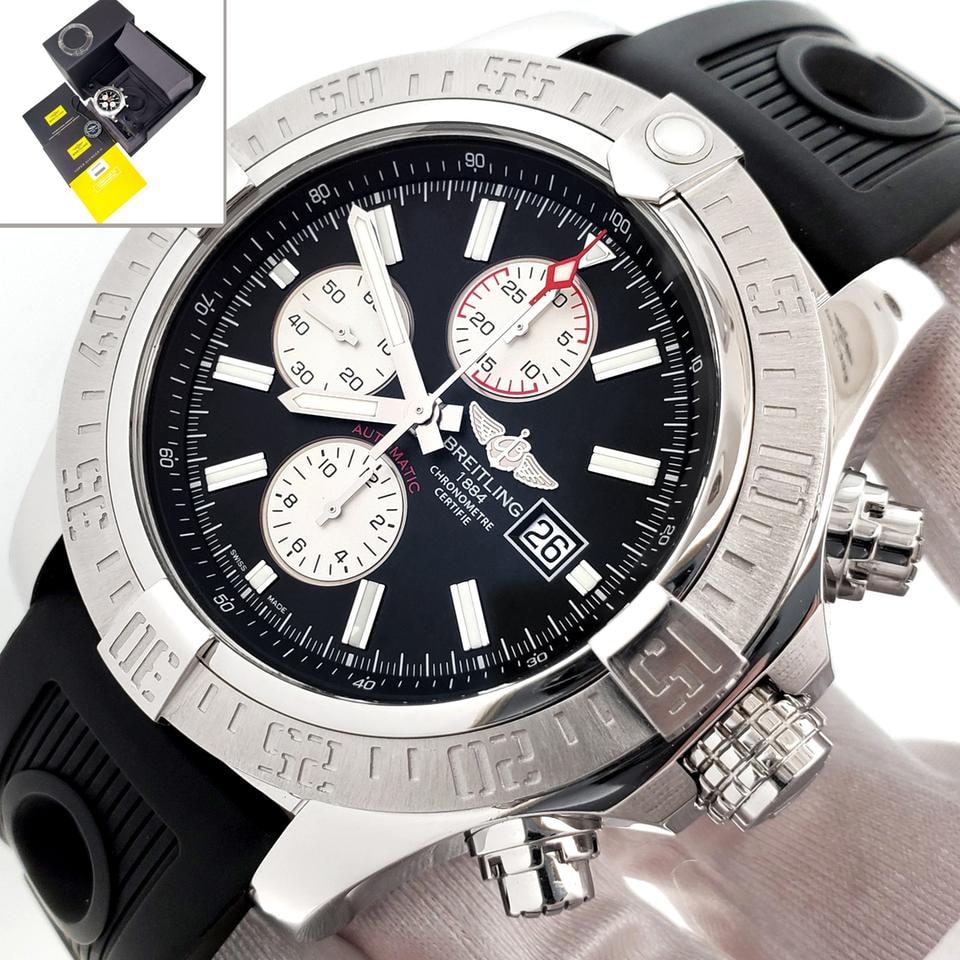 Breitling Super Avenger II Chronograph schwarze Index 48mm Stahl Papiere Tag, A13371 — 1 von 6