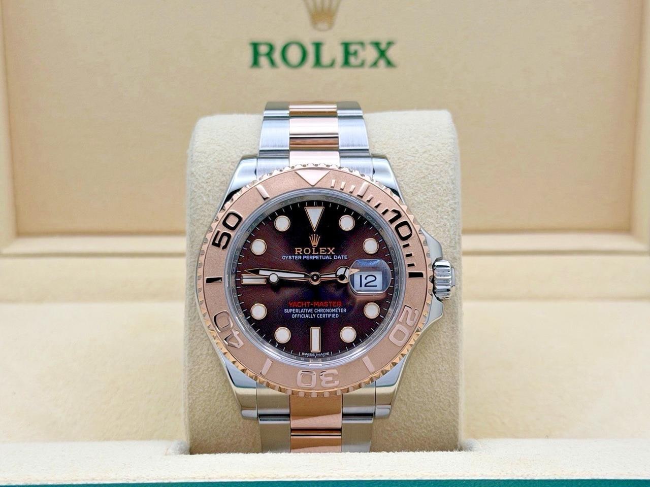 Rolex Yacht Master 40mm čokoládový ciferník 18K růžové zlato nerezová ocel krabice, 116621 — 1 z 12