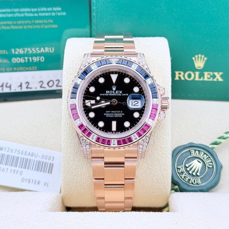 Rolex GMT Master II růžové zlato tovární rubín safír Pepsi zcela nové 2021, 126755SARU — 1 z 9