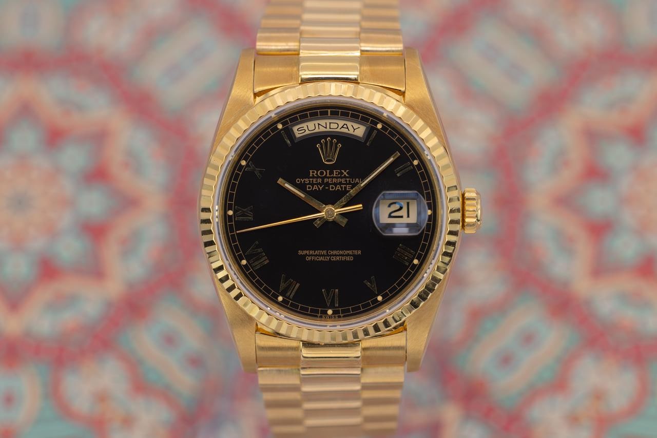 Rolex Day-Date 36 Black Roman Numeral Dial, 18238 — 1 of 12