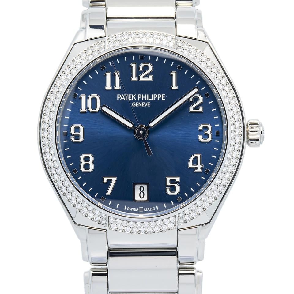 Patek Philippe Twenty 4 2019 Papiere Edelstahlarmband Blaues Sunburst-Zifferblatt Diamantlünette Automatik 36mm, 7300/1200A-001 — 1 von 6