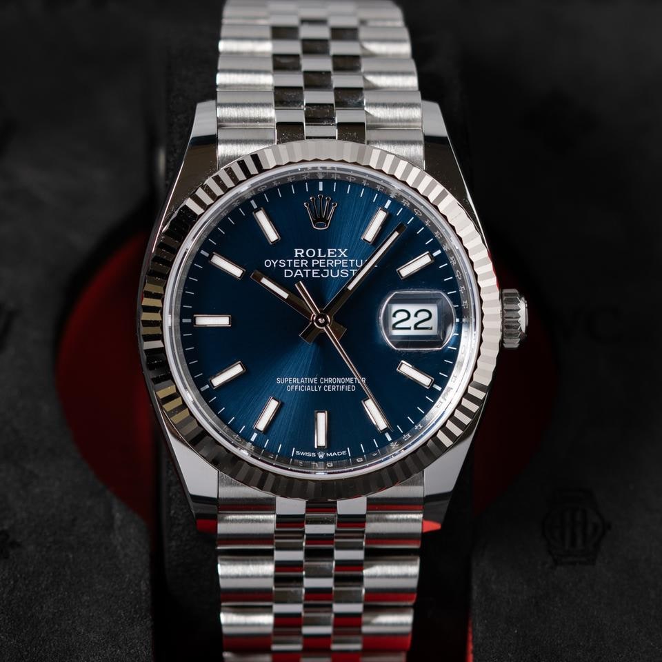 Rolex Datejust 36 modrý ciferník Jubilee náramek BNIB kompletní sada box papíry 2026, 126234 — 1 z 10