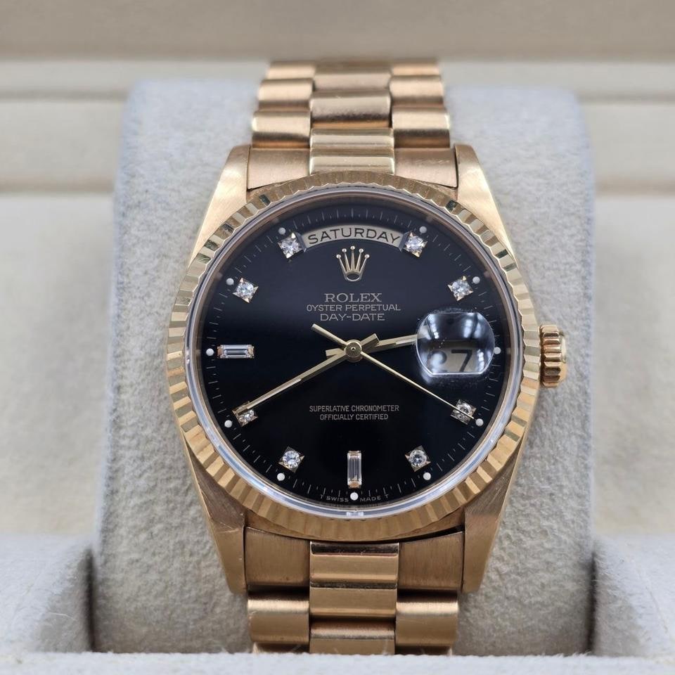 Rolex Day Date 36 President 18K zlato tovární černý diamantový ciferník, 18238 — 1 z 8