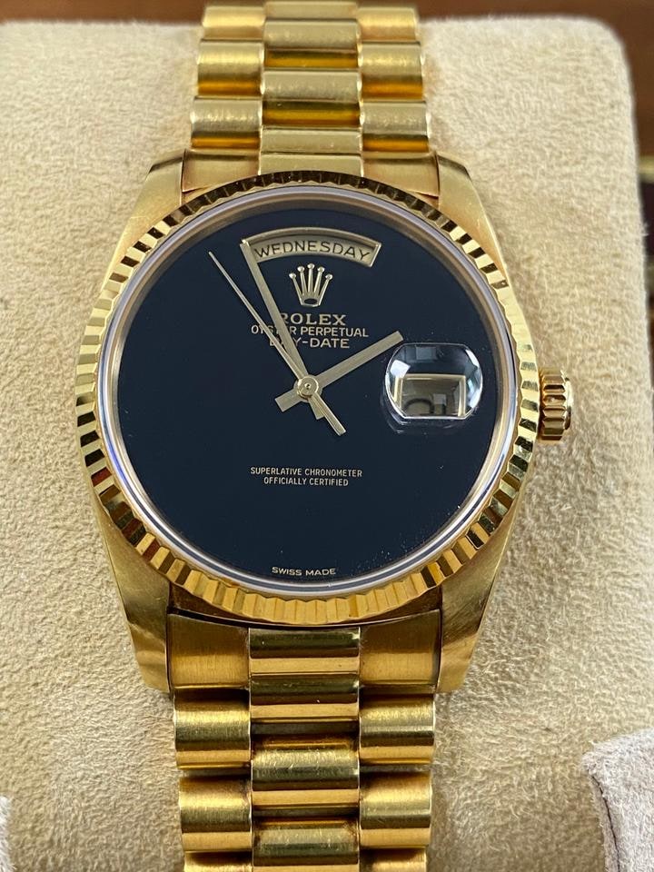 Rolex Day Date 36 President žluté zlato onyxový ciferník neleštěné velmi dobrý stav kompletní sada 1989, 18238 — 1 z 12