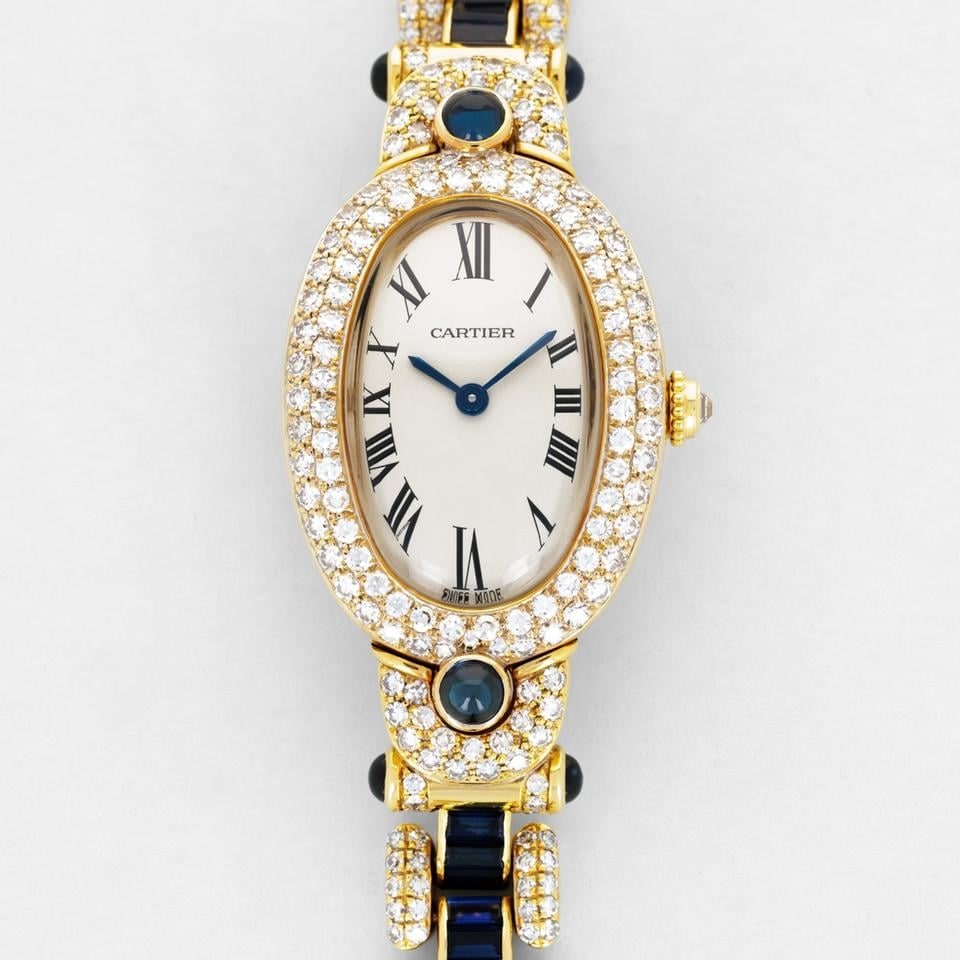 Cartier Baignoire žluté zlato 1920 originální safír a diamanty, WL4016DA — 1 z 8