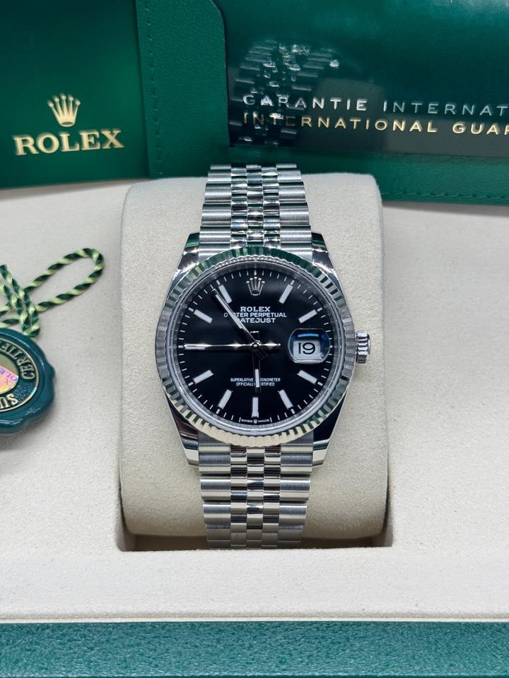 Rolex Datejust 36 Black Index Dial Jubilee Bracelet Complete Box Papers 2025, 126234 — 1 of 8