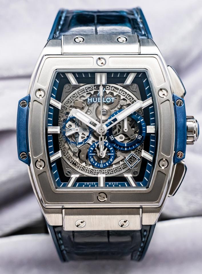 Hublot Spirit of Big Bang 45 Titanium Blaues Zifferblatt Alligator Papiere Chronograph, 601.NX.7170.LR — 1 von 16