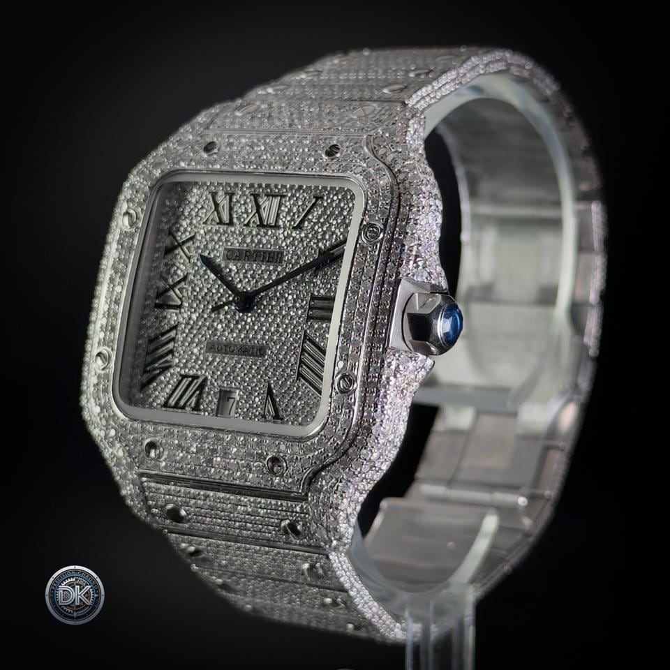 Cartier Santos de Cartier Iced Out Box und Papiere, WSSA0018 — 2 von 12