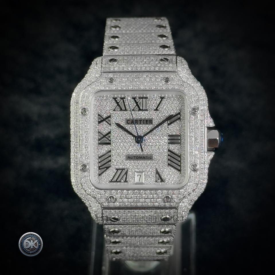 Cartier Santos de Cartier Iced Out Box und Papiere, WSSA0018 — 1 von 12