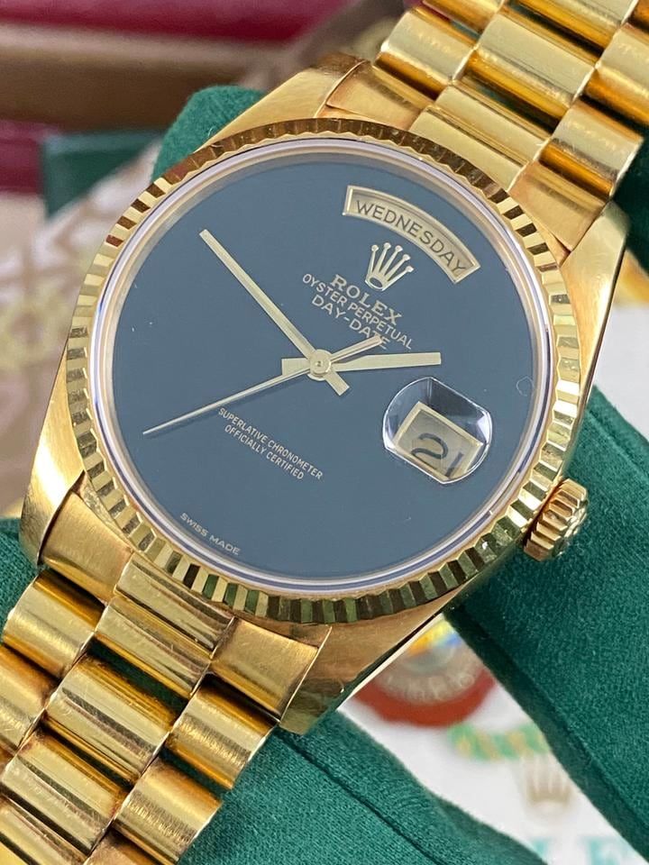 Rolex Day Date 36 President žluté zlato onyxový ciferník neleštěné velmi dobrý stav kompletní sada 1989, 18238 — 2 z 12