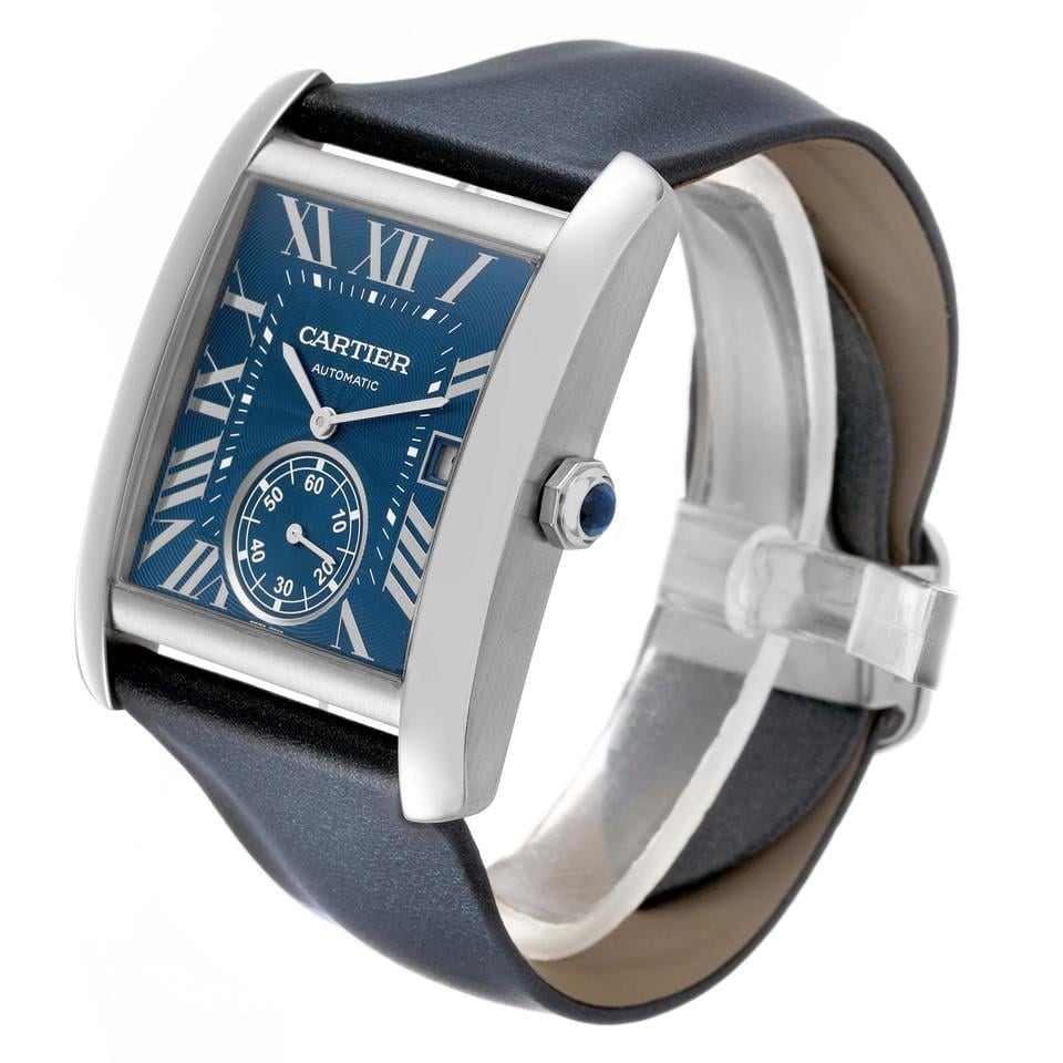 Cartier Tank MC blaues römisches Zifferblatt Stahl Herrenuhr Karte, WSTA0010 — 2 von 10