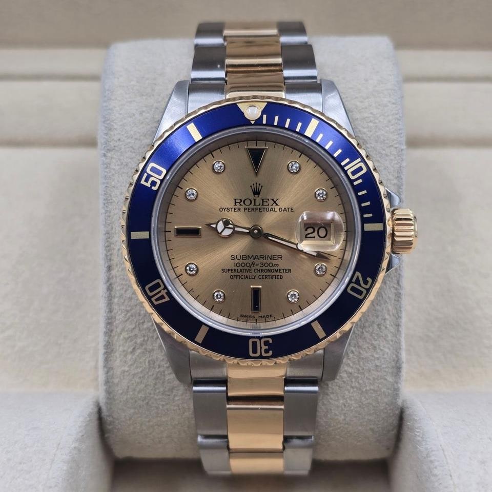 Rolex Submariner Date šampaňský Serti diamantový ciferník dvoutónový, 16613 — 1 z 8