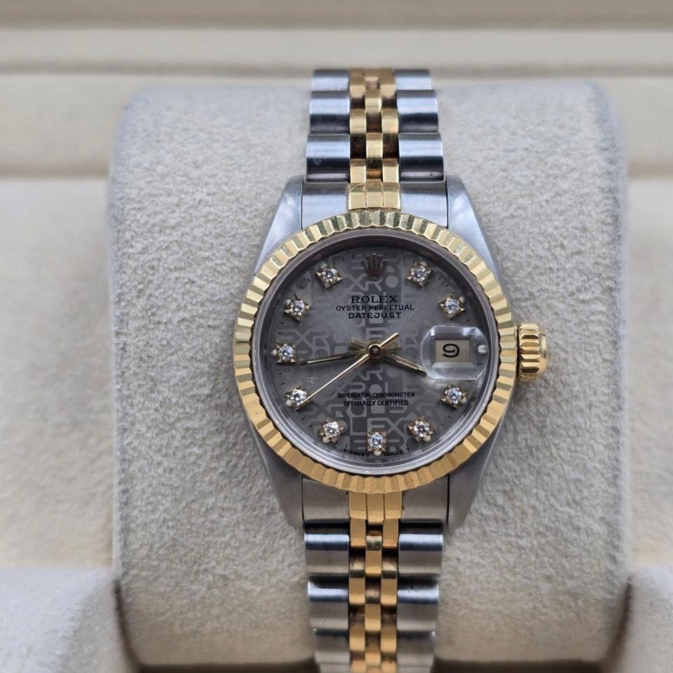 Rolex Lady Datejust žebrovaný dvoubarevný Jubilee šedý ciferník s počítačovými diamanty 26mm, 69173 — 1 z 8