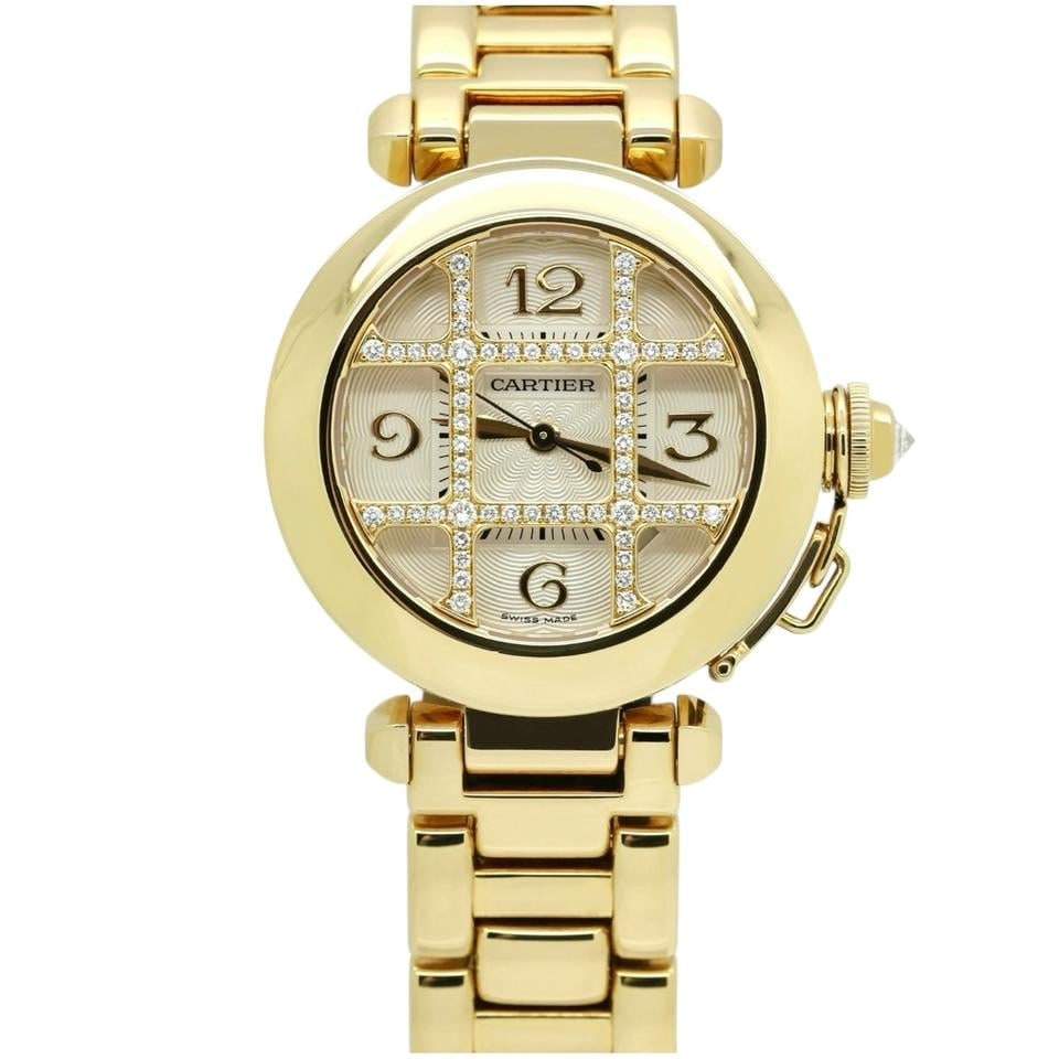 Cartier Pasha de Cartier 32 Gelbgold Pasha Grid Grille Werksdiamanten Guilloché Zifferblatt, WJ1052H9 — 1 von 9