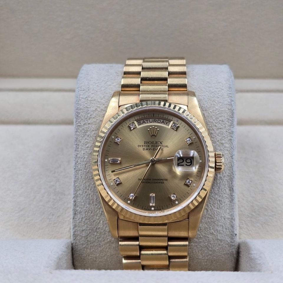 Rolex Day Date 36 President Gold Champagne Diamond Dial, 18238 — 1 of 8