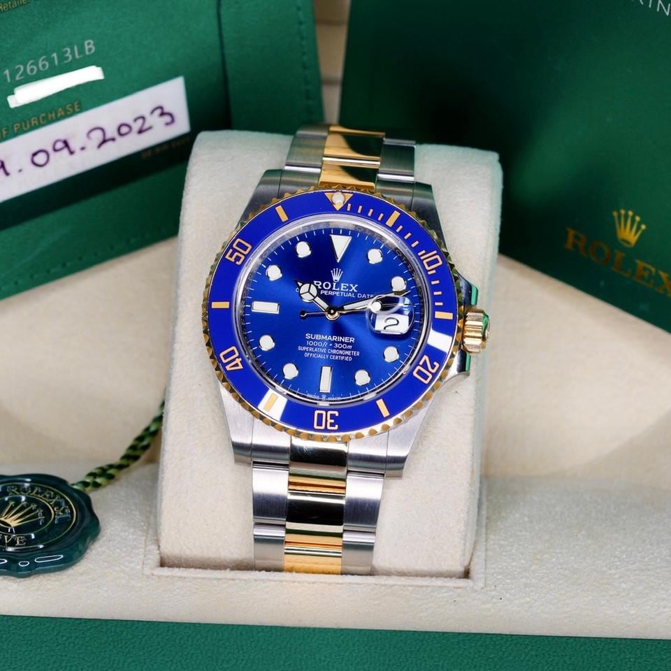 Rolex Submariner Date Bluesy modrý ciferník dvoutónové žluté zlato nerezová ocel 41mm 2023, 126613LB — 2 z 12