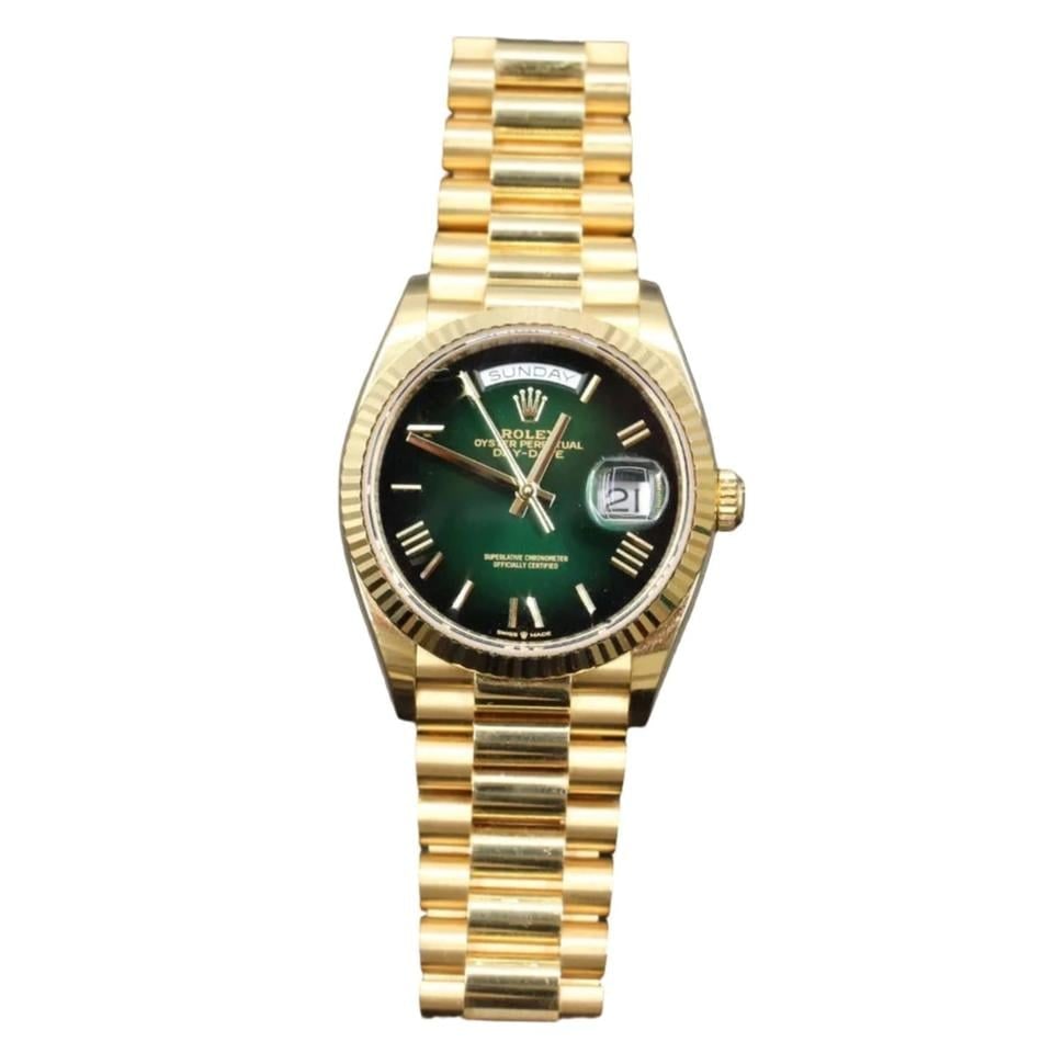 Rolex Day-Date 36 Presidential Yellow Gold Green Ombre Roman Dial Pre-Owned, 128238 — 1 of 9