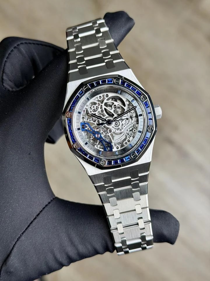 Audemars Piguet Royal Oak Double Balance Wheel Openworked 41mm Weißgold Blaue Saphir Lünette 15412BC.SS.1220BC.02 — 1 von 8