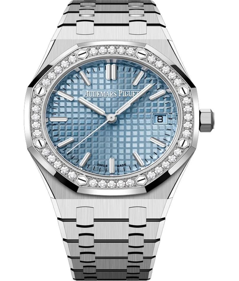 Audemars Piguet Royal Oak Selfwinding 34 mm eisblaues Zifferblatt Diamantlünette Edelstahl — 1 von 12